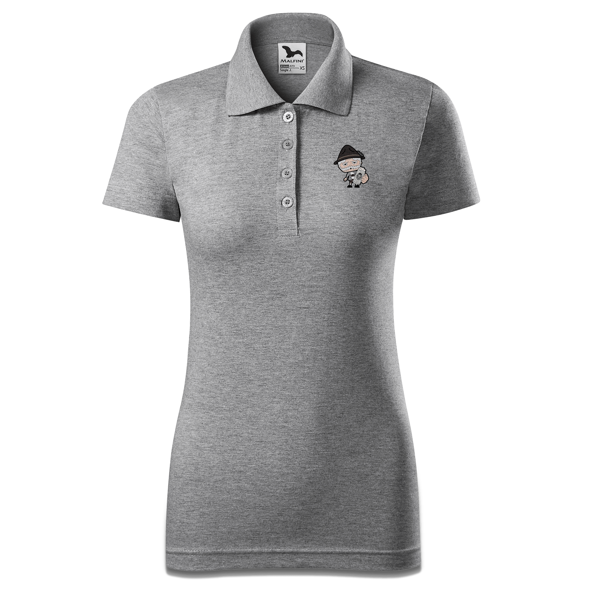 Da Oid Sinzer Bier Polo Shirt Damen Grau Meliert Lack Front Da Oid Sinzer Bier Polo Shirt Damen Grau Meliert Lack Front
