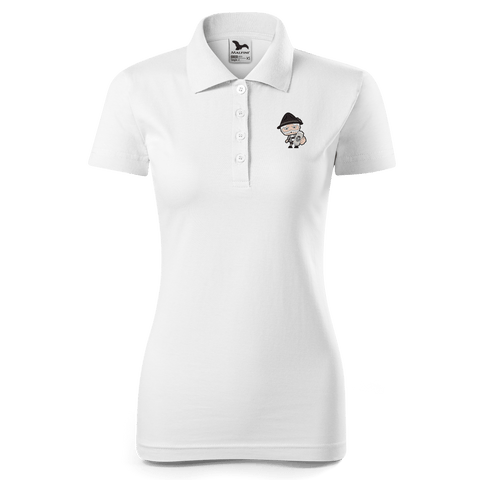 Da Oid Sinzer Bier Polo Shirt Damen Weiss Simser Weg Front Da Oid Sinzer Bier Polo Shirt Damen Weiss Simser Weg Front