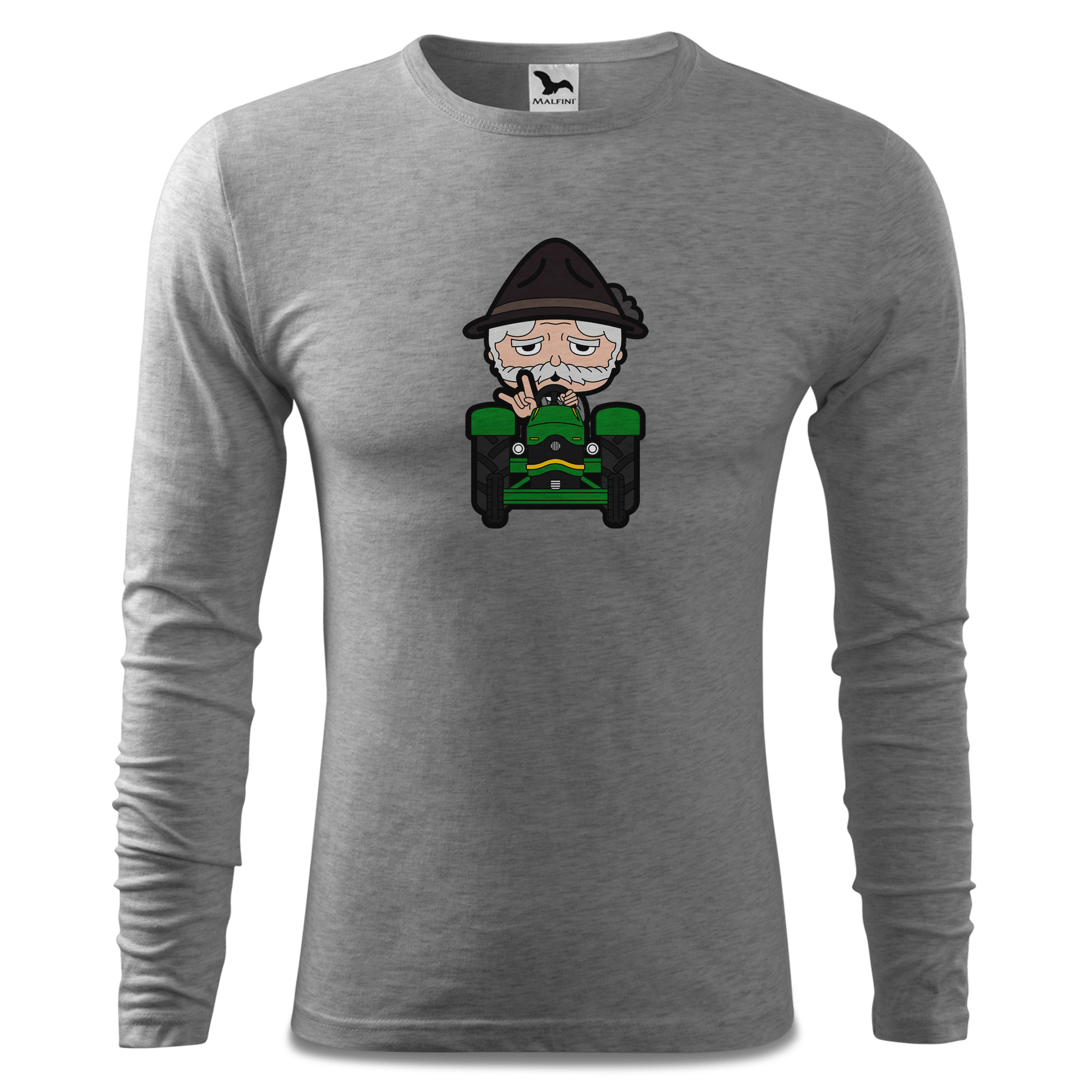 Da Oid Sinzer Bulldog Longsleeve Fitted Herren Grau Meliert Haiden Front Da Oid Sinzer Bulldog Longsleeve Fitted Herren Grau Meliert Haiden Front