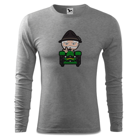 Da Oid Sinzer Bulldog Longsleeve Fitted Herren Grau Meliert Haiden Front Da Oid Sinzer Bulldog Longsleeve Fitted Herren Grau Meliert Haiden Front