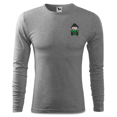 Da Oid Sinzer Bulldog Longsleeve Fitted Herren Grau Meliert Haidholzen Front Da Oid Sinzer Bulldog Longsleeve Fitted Herren Grau Meliert Haidholzen Front