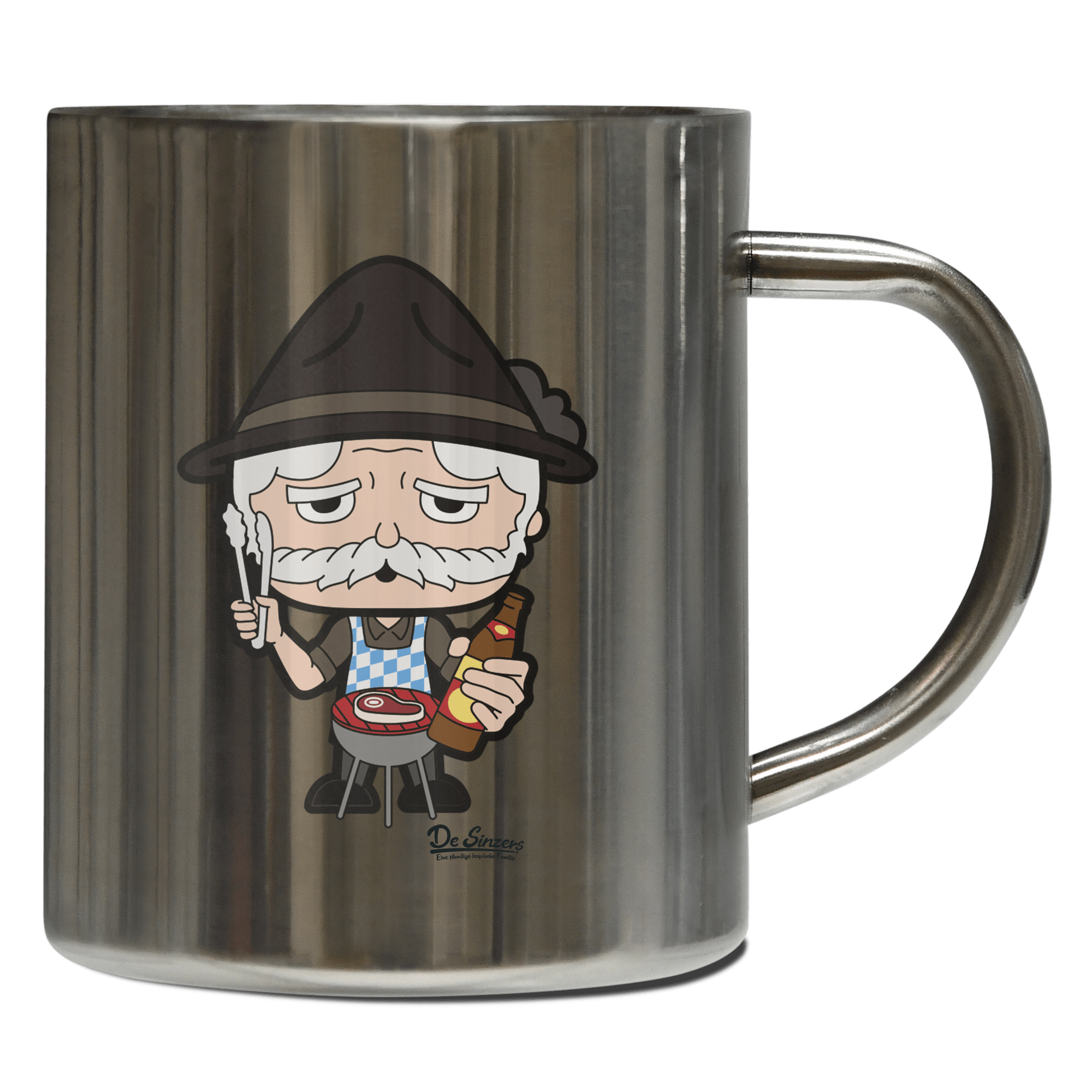 Da Oid Sinzer Griller Edelstahl Kaffeetasse 400ml Grosser Arber Front Da Oid Sinzer Griller Edelstahl Kaffeetasse 400ml Grosser Arber Front