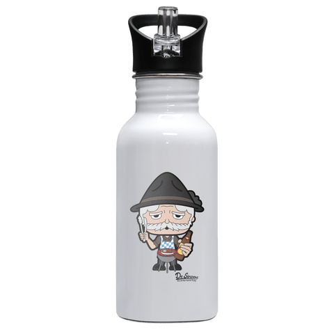 Da Oid Sinzer Griller Edelstahl Trinkflasche mit klappbarem Mundstueck 500ml Weiss Rotwand Front Da Oid Sinzer Griller Edelstahl Trinkflasche mit klappbarem Mundstueck 500ml Weiss Rotwand Front