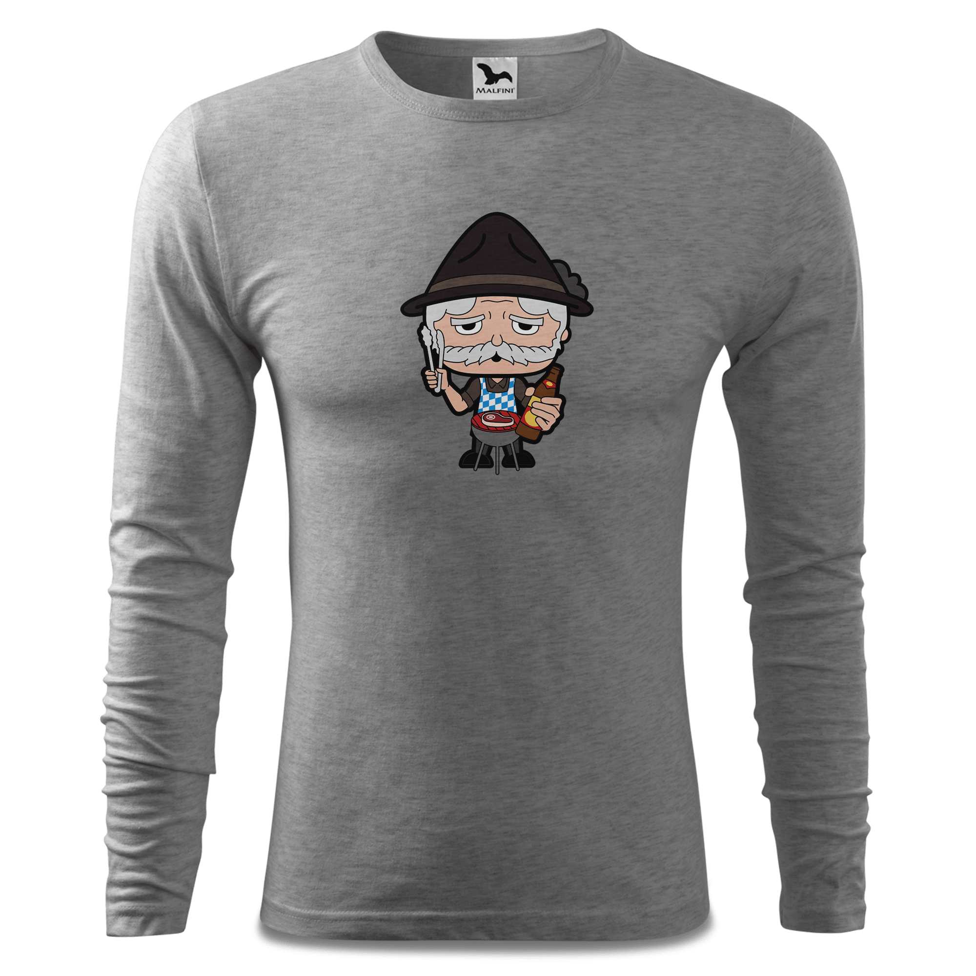 Da Oid Sinzer Griller Longsleeve Fitted Herren Grau Meliert Haiden Front Da Oid Sinzer Griller Longsleeve Fitted Herren Grau Meliert Haiden Front