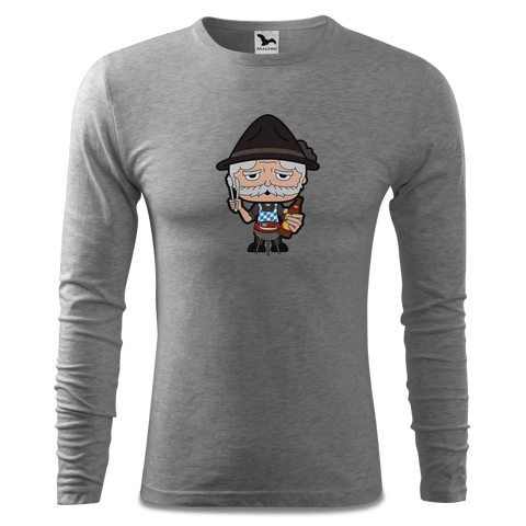 Da Oid Sinzer Griller Longsleeve Fitted Herren Grau Meliert Haiden Front Da Oid Sinzer Griller Longsleeve Fitted Herren Grau Meliert Haiden Front