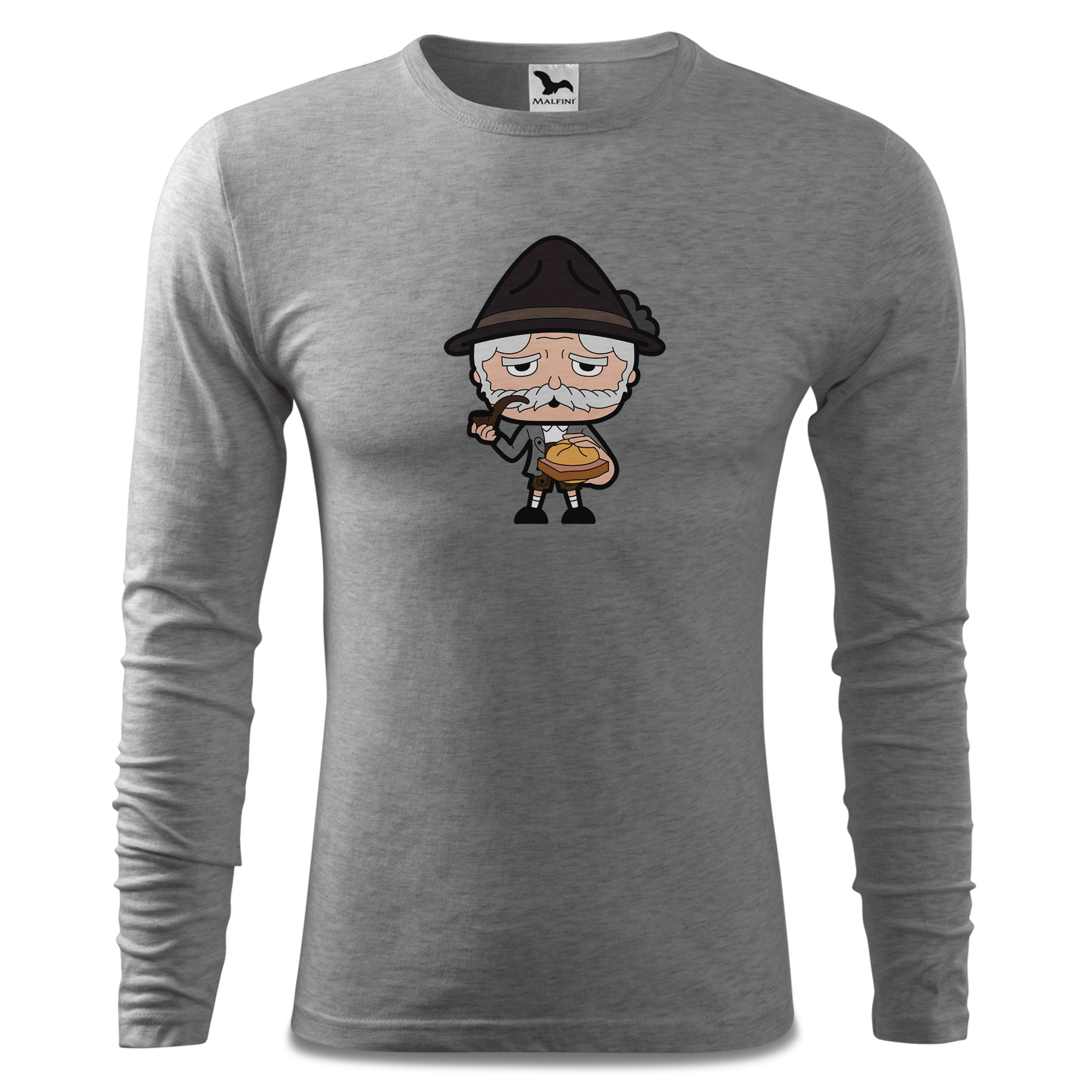 Da Oid Sinzer Leberkassemmel Longsleeve Fitted Herren Grau Meliert Haiden Front Da Oid Sinzer Leberkassemmel Longsleeve Fitted Herren Grau Meliert Haiden Front