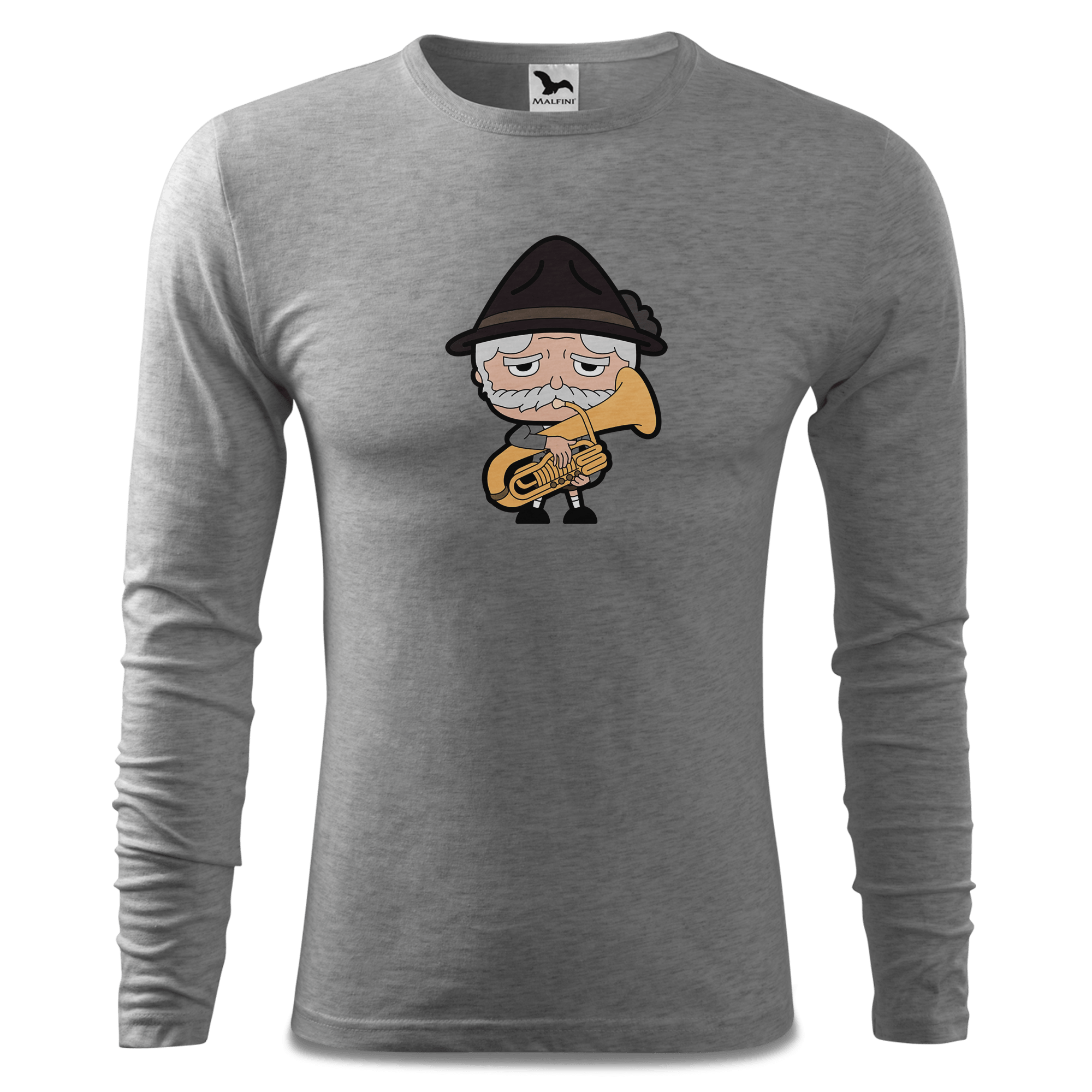 Da Oid Sinzer Musikinstrumente Longsleeve Fitted Herren Grau Meliert Haiden Front Da Oid Sinzer Musikinstrumente Longsleeve Fitted Herren Grau Meliert Haiden Front