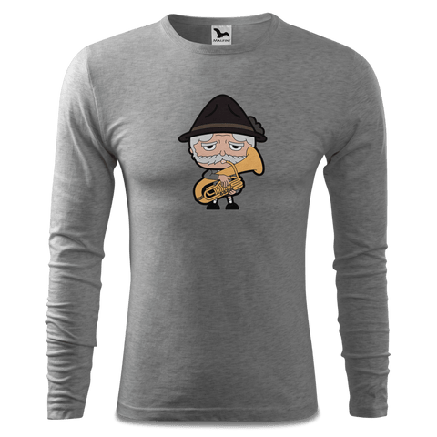 Da Oid Sinzer Musikinstrumente Longsleeve Fitted Herren Grau Meliert Haiden Front Da Oid Sinzer Musikinstrumente Longsleeve Fitted Herren Grau Meliert Haiden Front