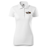 Da Oid Sinzer Pferdegespann Polo Shirt Damen Weiss Simser Weg Front