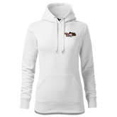 Da Oid Sinzer Pferdegespann Sweatshirt Hoody Damen Weiss Graben Front