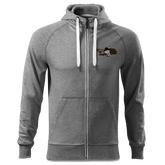 Da Oid Sinzer Pferdegespann Sweatshirt Zip Hoody Herren Grau Meliert Lauterbacherfilze Front