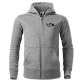 Da Oid Sinzer Pferdegespann Sweatshirt Zip Hoody Kinder Grau Meliert Sonnenholz Front