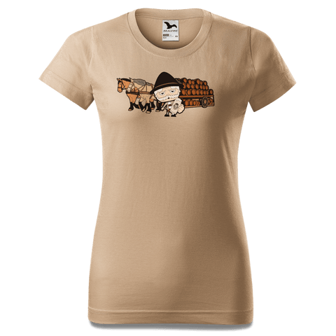 Da Oid Sinzer Pferdegespann T Shirt Damen Sand Entleiten Front Da Oid Sinzer Pferdegespann T Shirt Damen Sand Entleiten Front