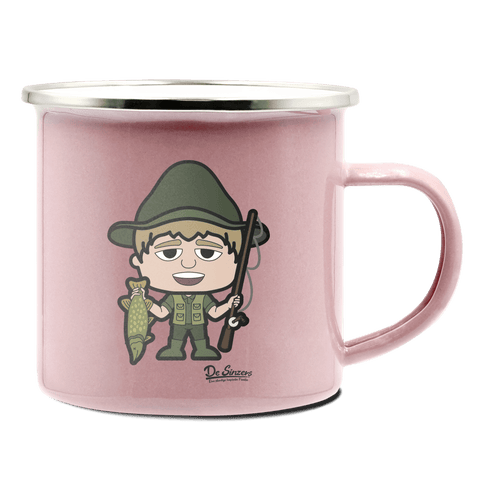 Da Jung Sinzer Angler Emaille Tasse 375ml Rosa Wasserwand Front