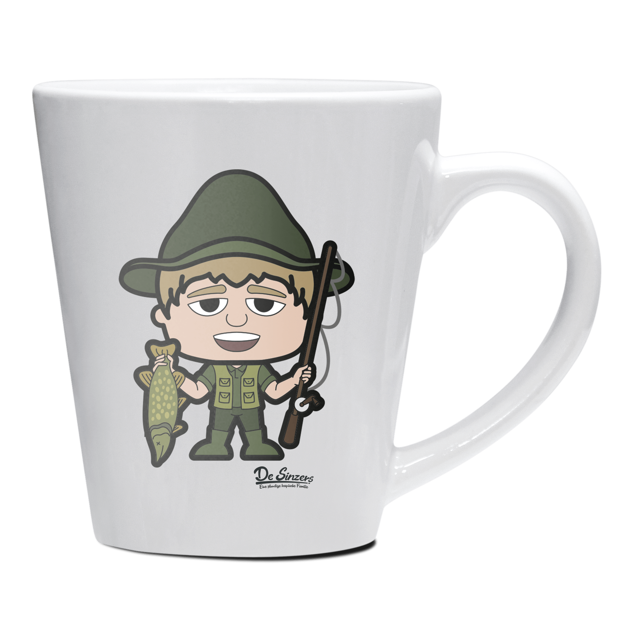 Da Jung Sinzer Angler Keramik Kaffeetasse 200ml Weiss Herzogstand Front