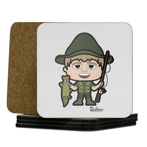Da Jung Sinzer Angler Korkuntersetzer 5er Set 95 x 95 mm Weiss Karkopf Front