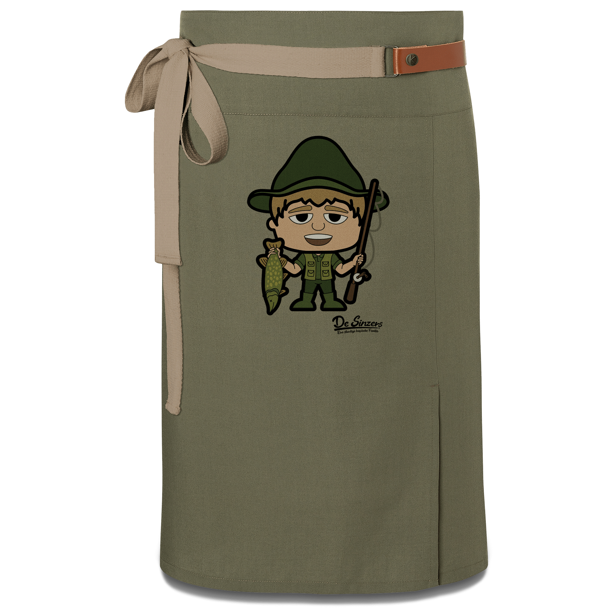 Da Jung Sinzer Angler Schuerze Vorbinder Gruen Langhausen Front