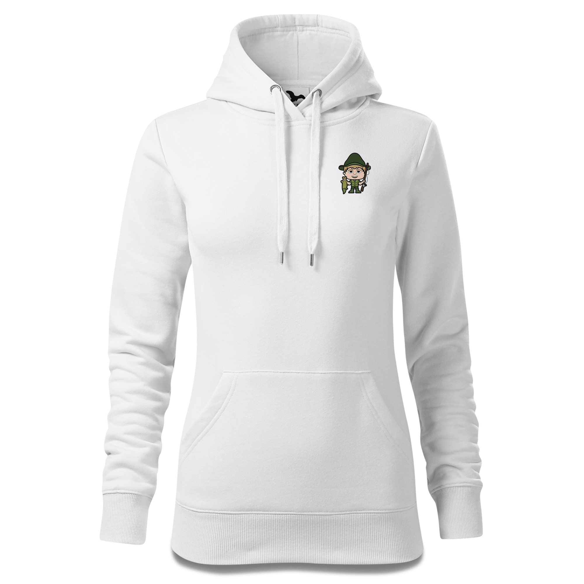 Da Jung Sinzer Angler Sweatshirt Hoody Damen Weiss Graben Front