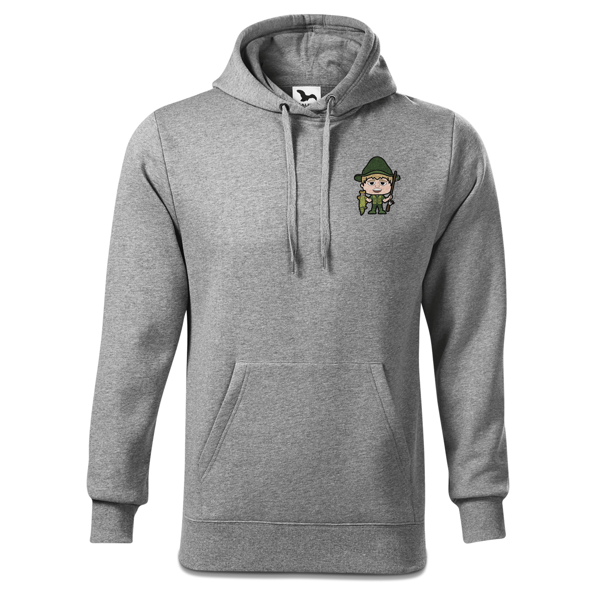 Da Jung Sinzer Angler Sweatshirt Hoody Herren Grau Meliert Puster Front