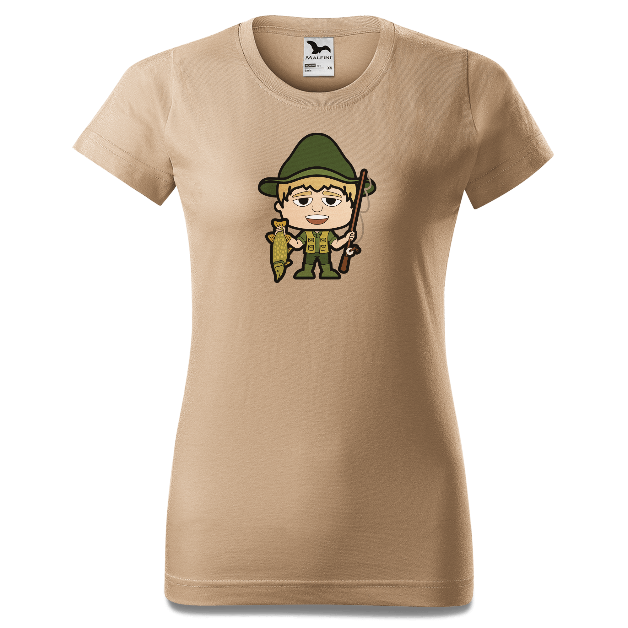 Da Jung Sinzer Angler T Shirt Damen Sand Entleiten Front