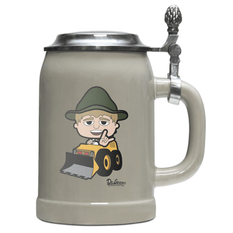 Da Jung Sinzer Baggerfahrer Bierkrug 500ml Grau mit Deckel Hocheck Front