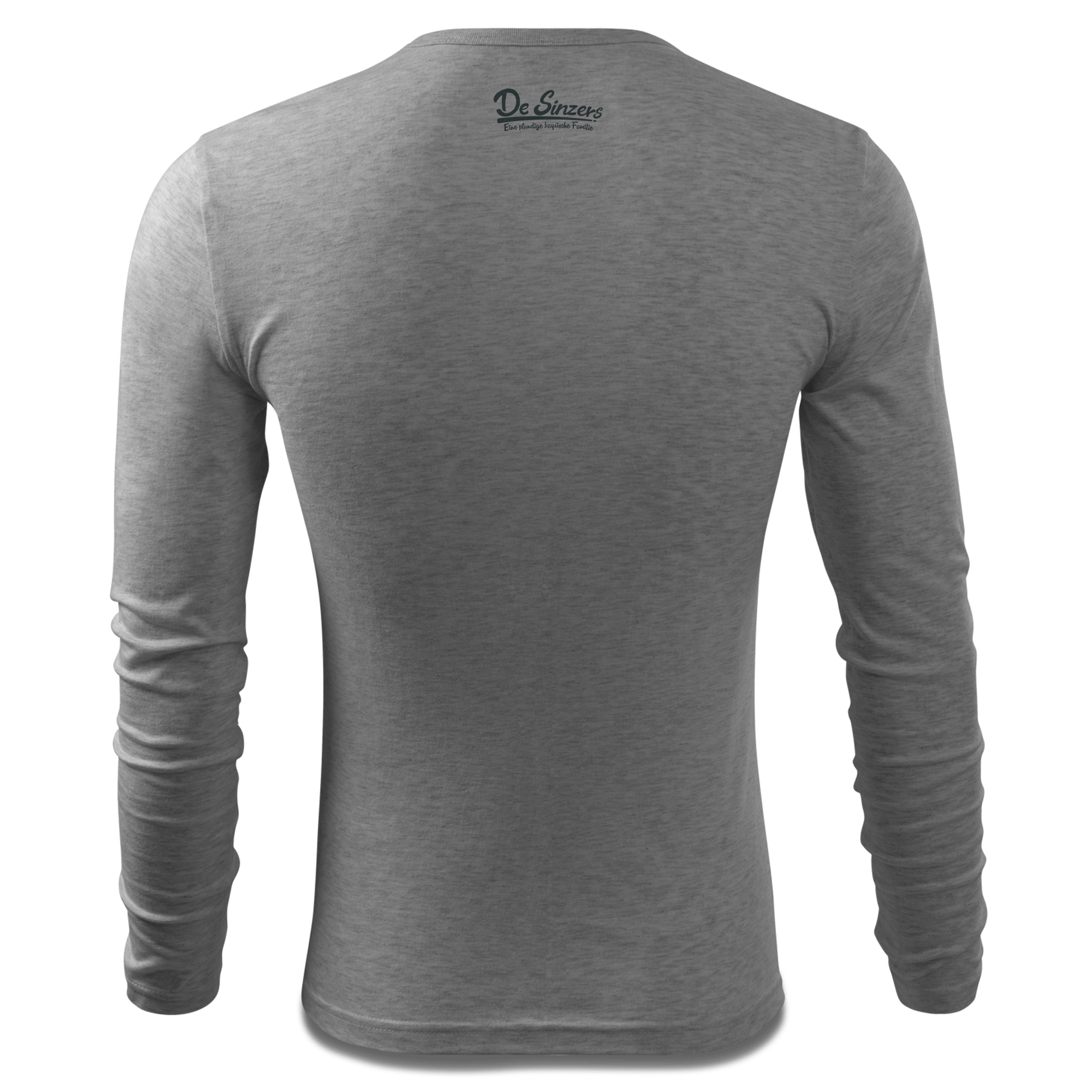 Da Jung Sinzer Baggerfahrer Longsleeve Fitted Herren Grau Meliert Haiden Back