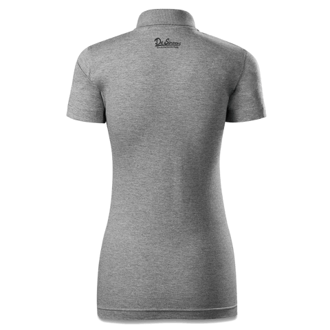 Da Jung Sinzer Baggerfahrer Polo Shirt Damen Grau Meliert Lack Back