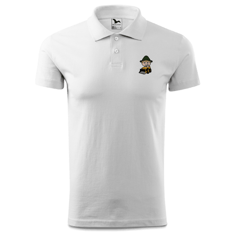 Da Jung Sinzer Baggerfahrer Polo Shirt Herren Weiss Murnau Front