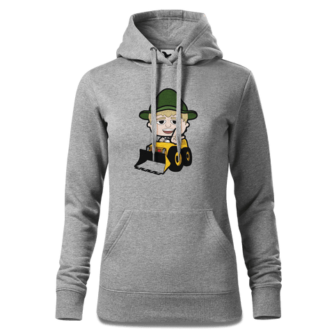 Da Jung Sinzer Baggerfahrer Sweatshirt Hoody Damen Grau Meliert Kieling Front