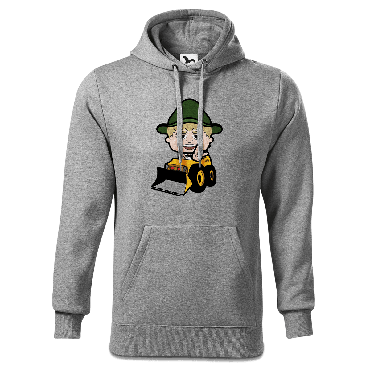 Da Jung Sinzer Baggerfahrer Sweatshirt Hoody Herren Grau Meliert Pulvermuehle Front