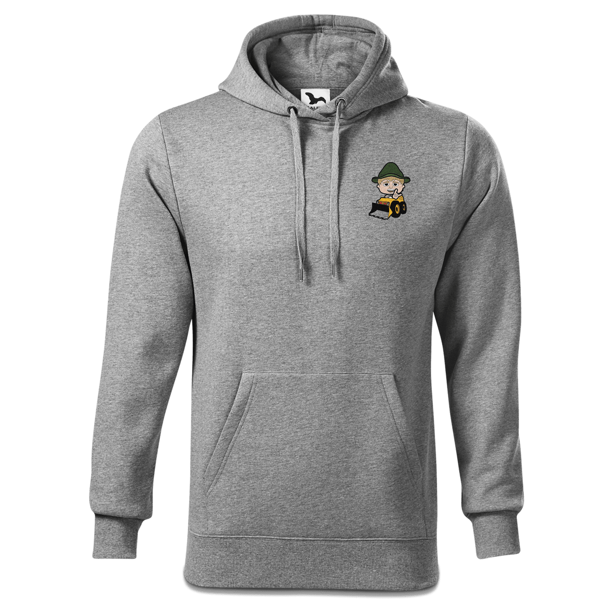 Da Jung Sinzer Baggerfahrer Sweatshirt Hoody Herren Grau Meliert Puster Front