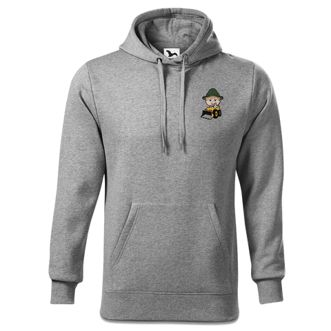 Da Jung Sinzer Baggerfahrer Sweatshirt Hoody Herren Grau Meliert Puster Front