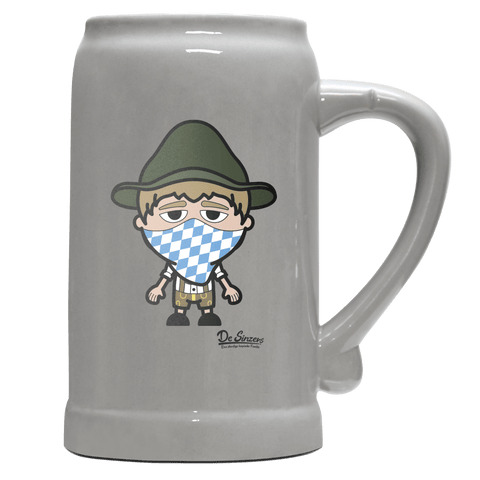 Da Jung Sinzer Bayrisches Mundtuch Bierkrug 1000ml Grau Zugspitze Front