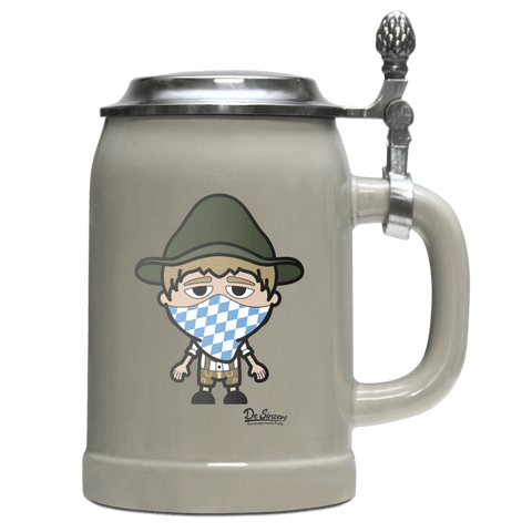 Da Jung Sinzer Bayrisches Mundtuch Bierkrug 500ml Grau mit Deckel Hocheck Front