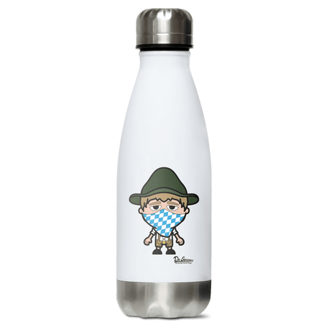 Da Jung Sinzer Bayrisches Mundtuch Edelstahl Thermoflasche 350ml Weiss Silber Kreuzspitze Front