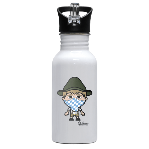 Da Jung Sinzer Bayrisches Mundtuch Edelstahl Trinkflasche mit klappbarem Mundstueck 500ml Weiss Rotw