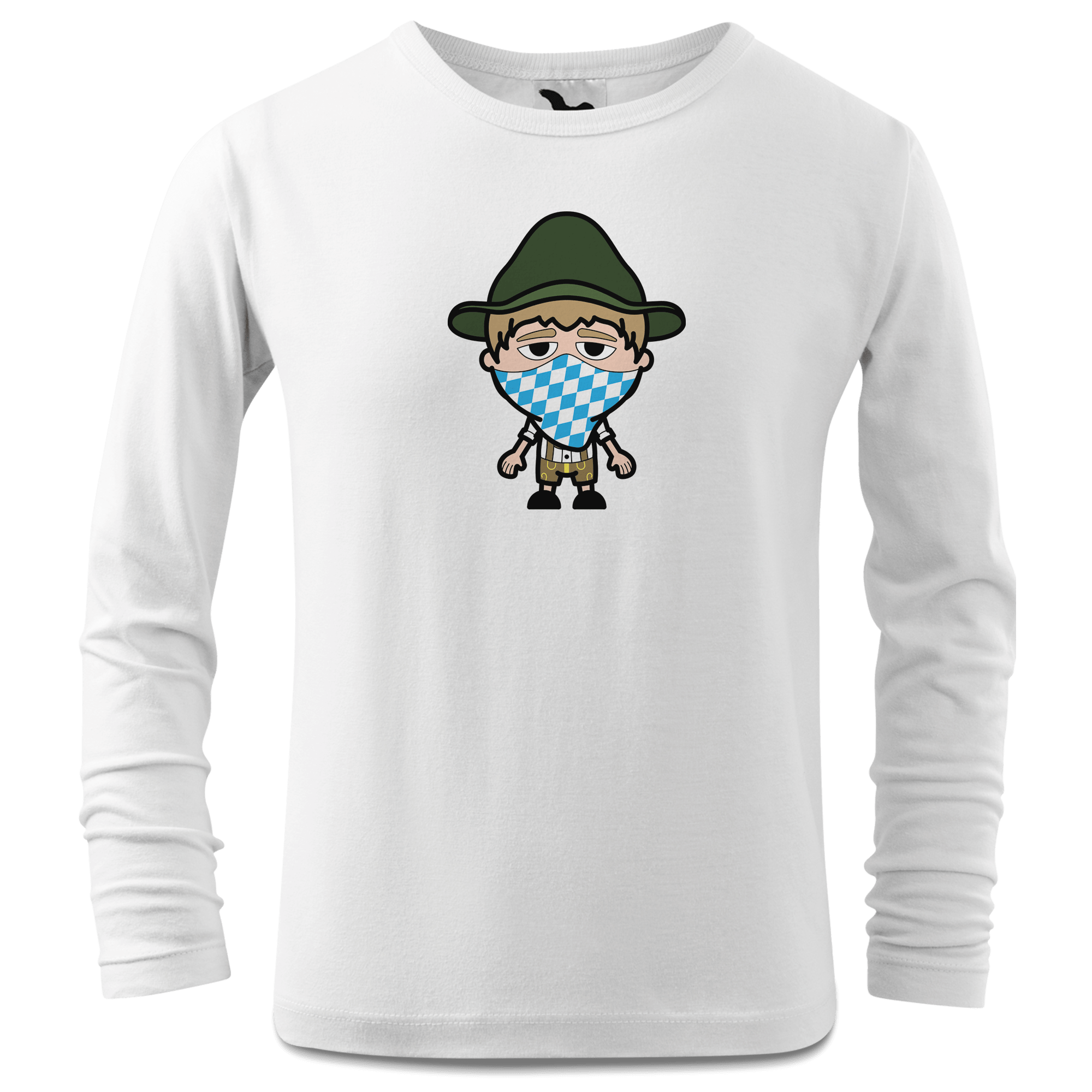 Da Jung Sinzer Bayrisches Mundtuch Longsleeve Kinder Weiss Westerndorf Front