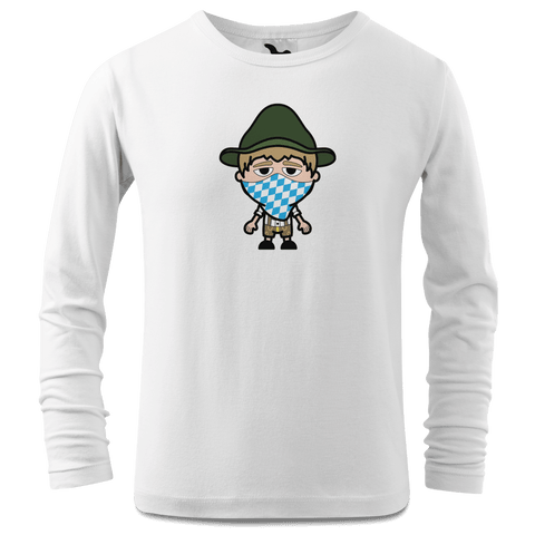 Da Jung Sinzer Bayrisches Mundtuch Longsleeve Kinder Weiss Westerndorf Front