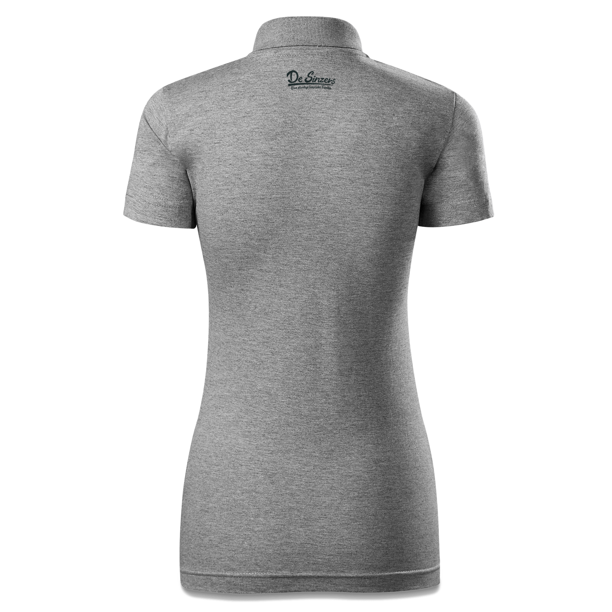 Da Jung Sinzer Bayrisches Mundtuch Polo Shirt Damen Grau Meliert Lack Back