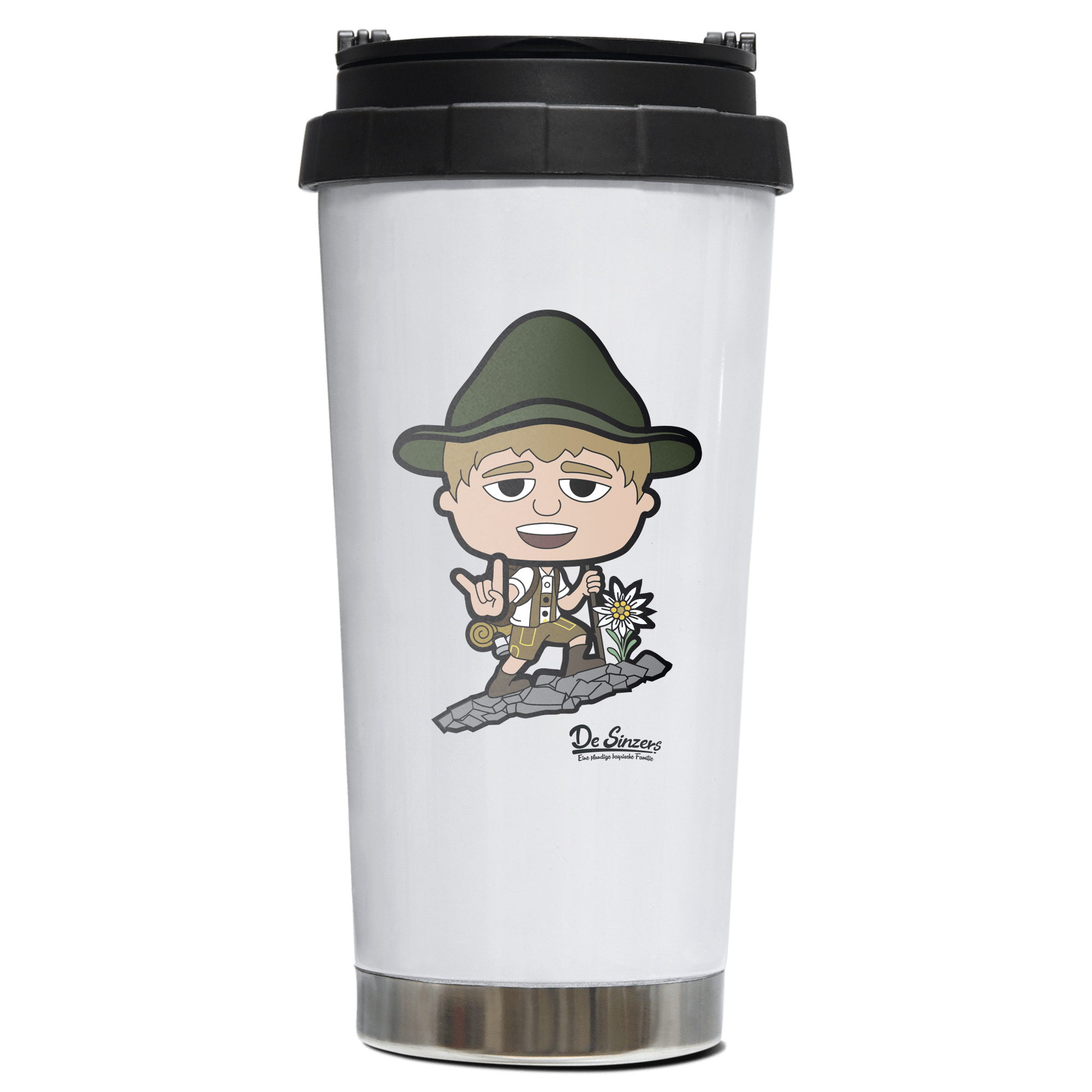 Da Jung Sinzer Bergsteiger Edelstahl Trinkbecher To Go 470ml Weiss Wildbarren Front
