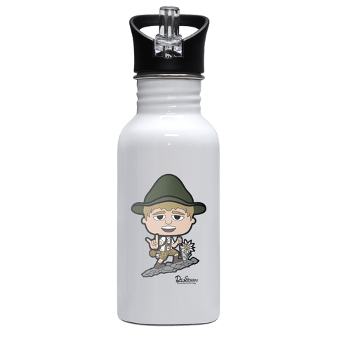 Da Jung Sinzer Bergsteiger Edelstahl Trinkflasche mit klappbarem Mundstueck 500ml Weiss Rotwand Front