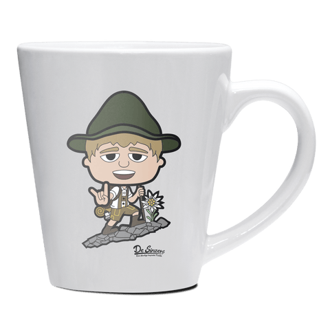 Da Jung Sinzer Bergsteiger Keramik Kaffeetasse 200ml Weiss Herzogstand Front