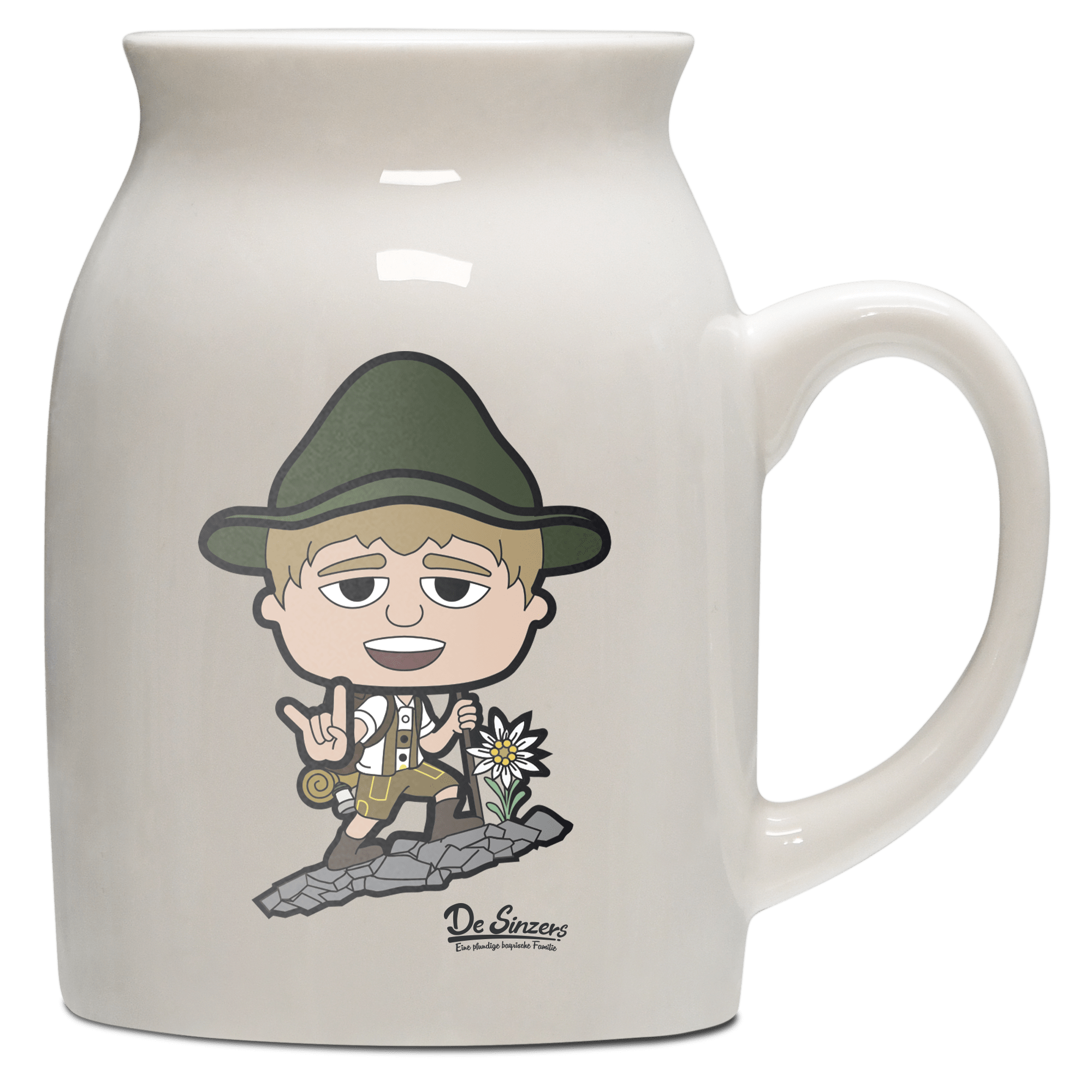 Da Jung Sinzer Bergsteiger Milchkaennchen 320ml Altweiss Benediktenwand Front