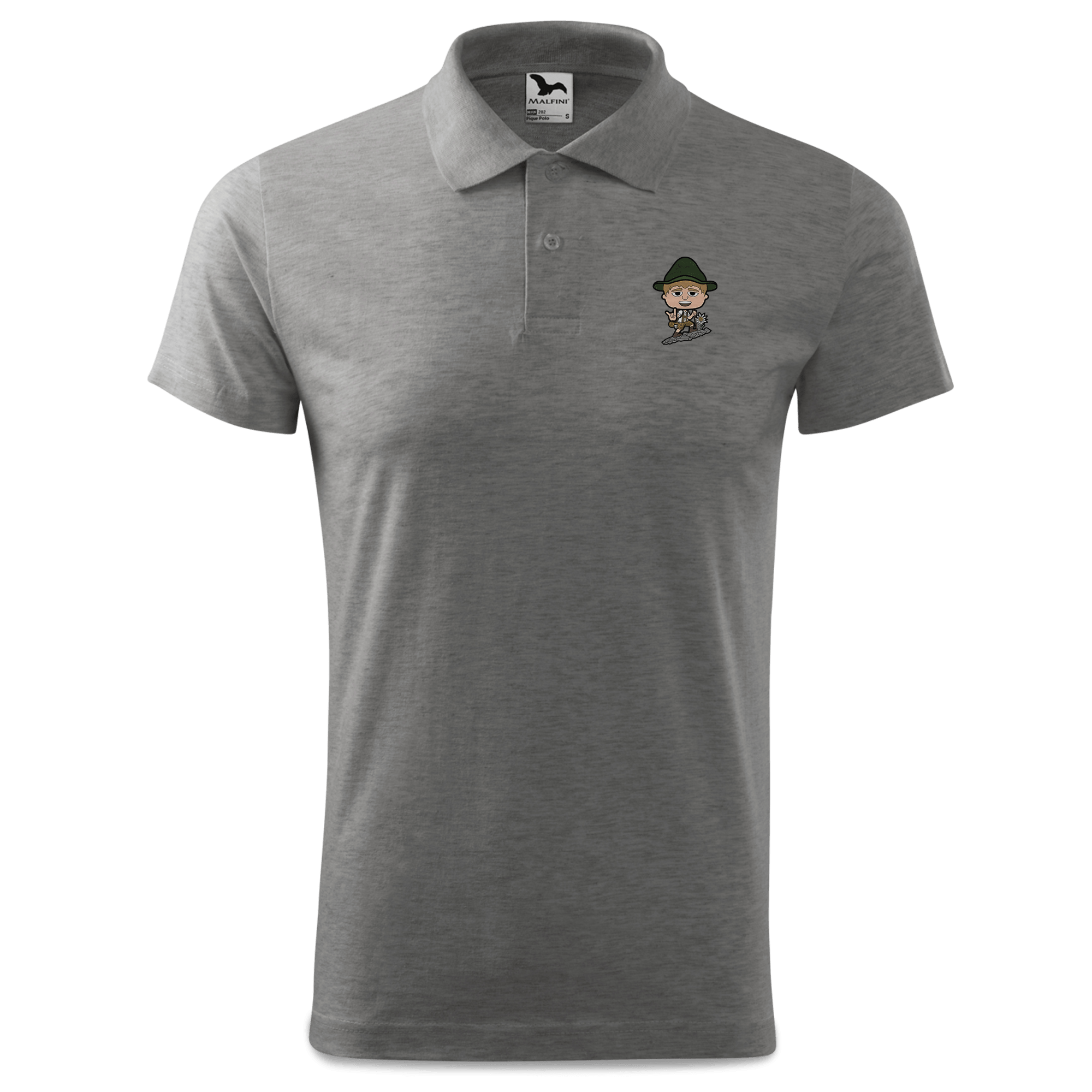 Da Jung Sinzer Bergsteiger Polo Shirt Herren Grau Meliert Leiten Front