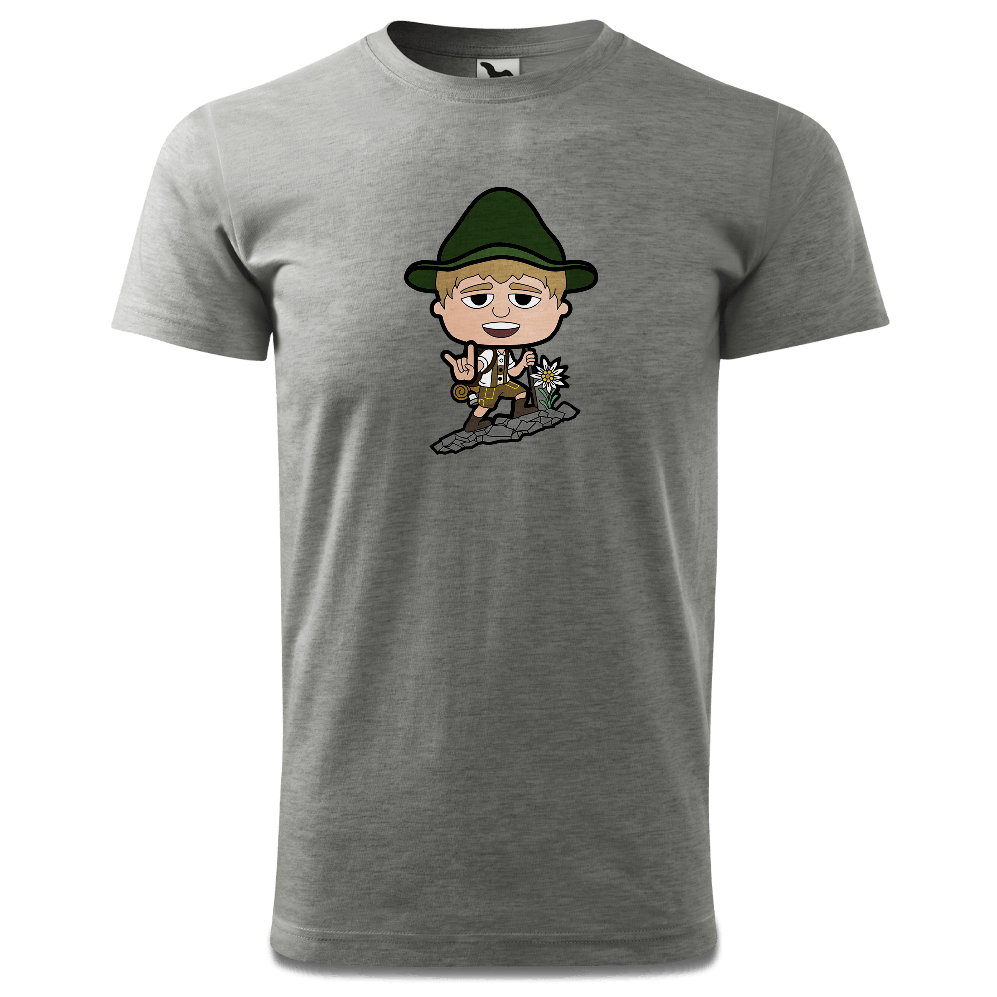Da Jung Sinzer Bergsteiger T Shirt Herren Grau Meliert Hofau Front