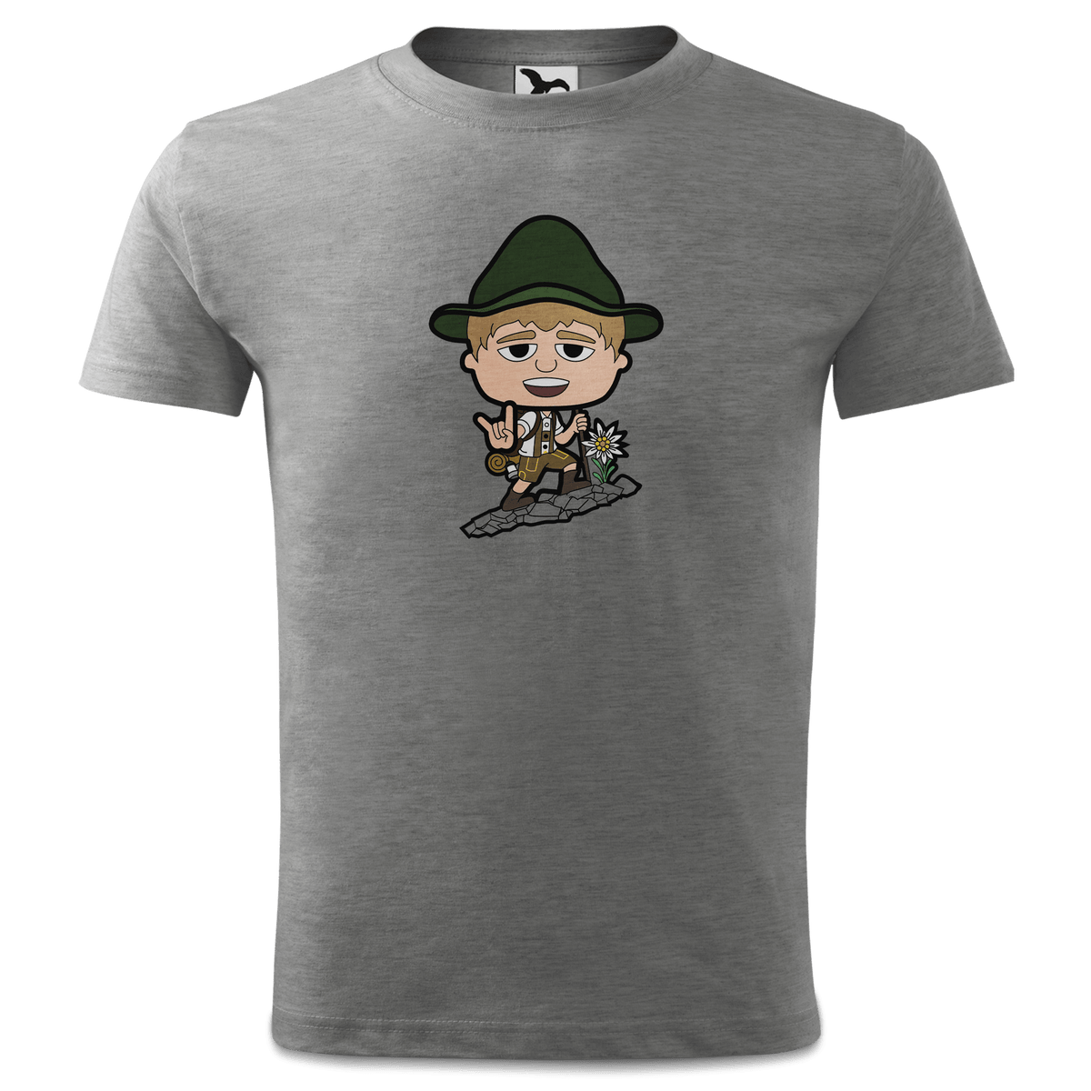 Da Jung Sinzer Bergsteiger T Shirt Kinder Grau Meliert Finkenweg Front