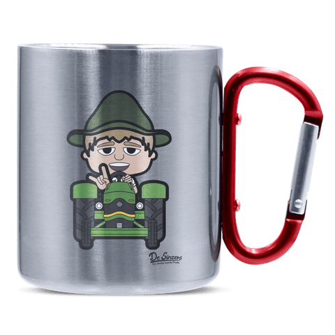 Da Jung Sinzer Bulldog Edelstahl Kaffeetasse roter Karabiner 320ml Kitzstein Front