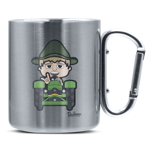 Da Jung Sinzer Bulldog Edelstahl Kaffeetasse silberer Karabiner 320ml Grosser Traithen Front