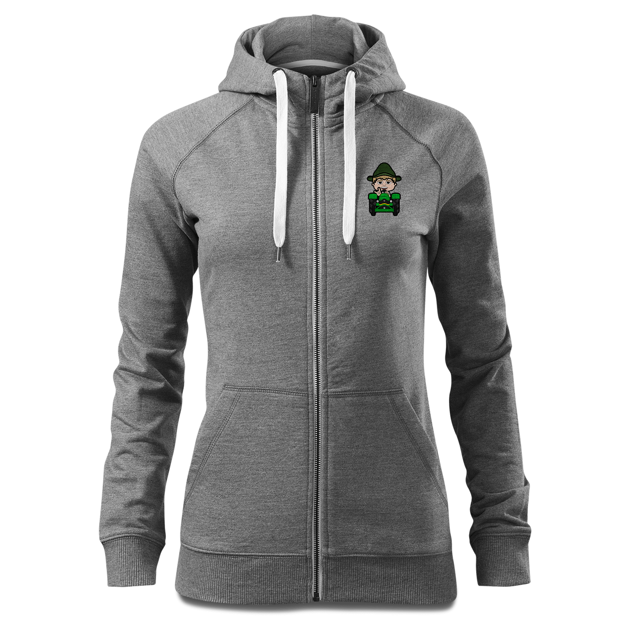 Da Jung Sinzer Bulldog Sweatshirt Zip Hoody Damen Grau Meliert Kreut Front