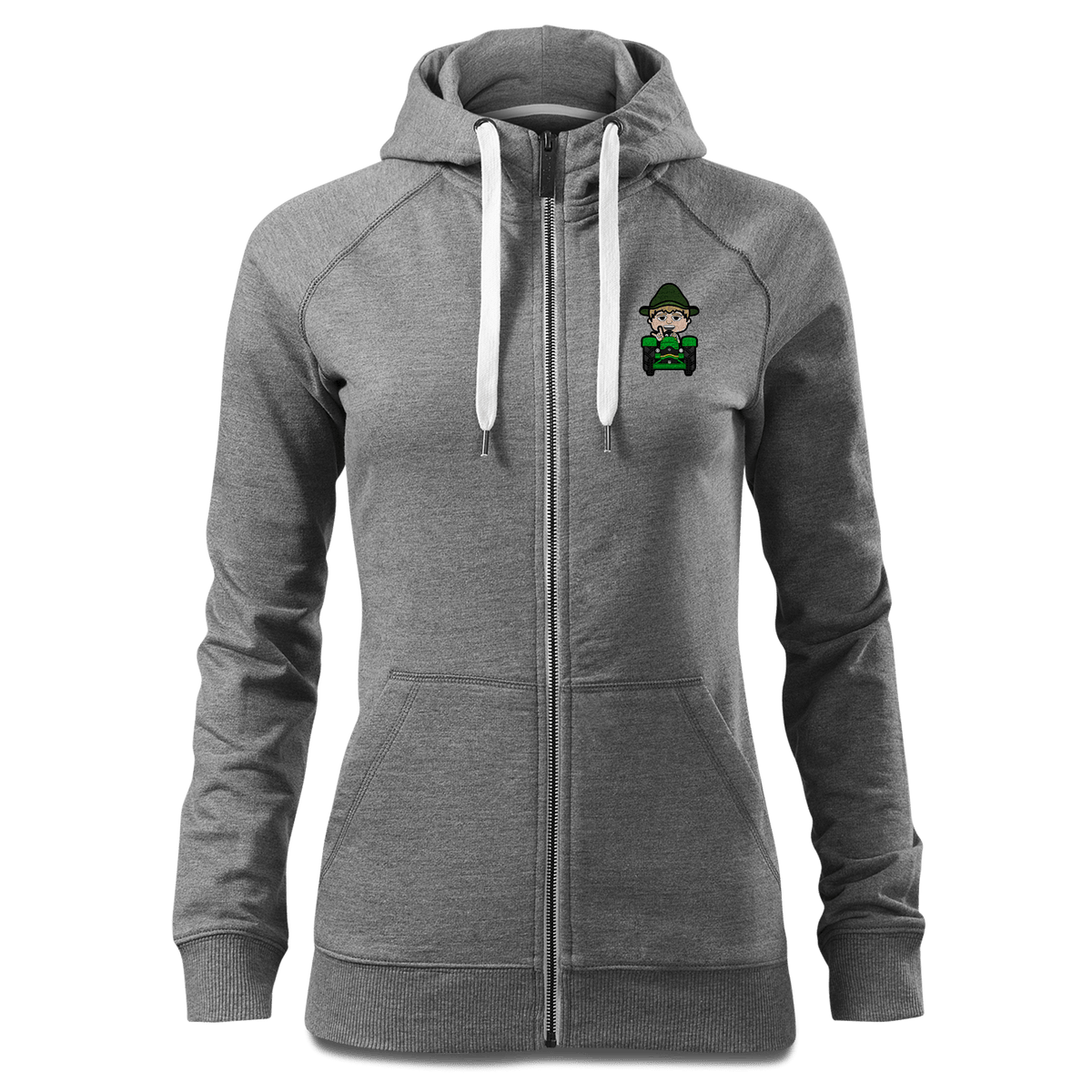 Da Jung Sinzer Bulldog Sweatshirt Zip Hoody Damen Grau Meliert Kreut Front